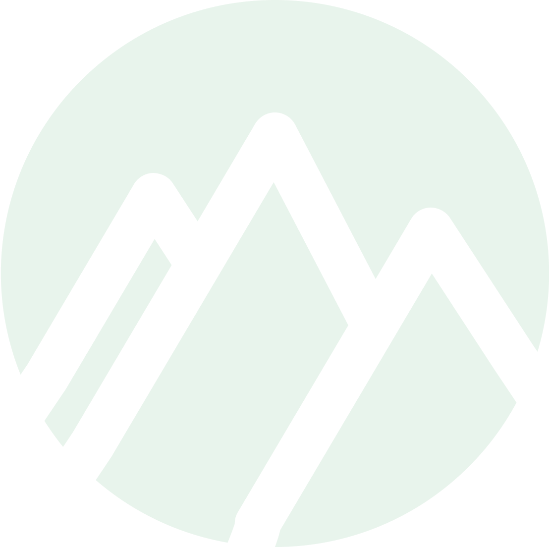 Minimalist white mountain logo on a light green circle, representing Emerald City Orthodontics in Kirkland, WA.